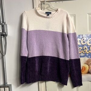 Karen Scott Purple and White Sweater L